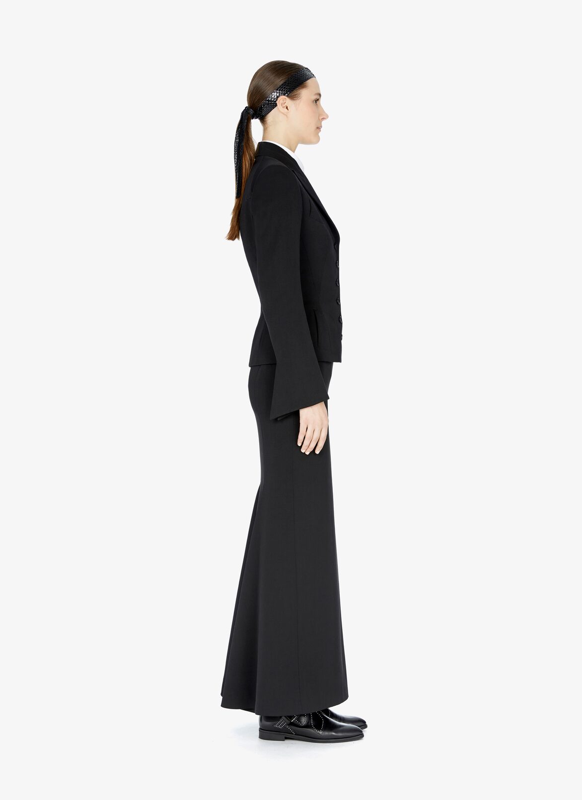 Wool-Blend Button-Front Blazer ALAÏA BLACK WOOL-BLEND BUTTON-FRONT BLAZER